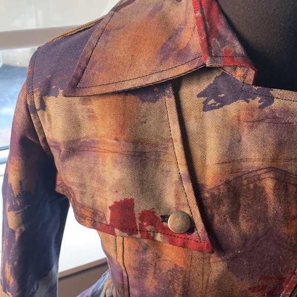 Watercolor modern peplum denim jacket - Picture 3 of 8